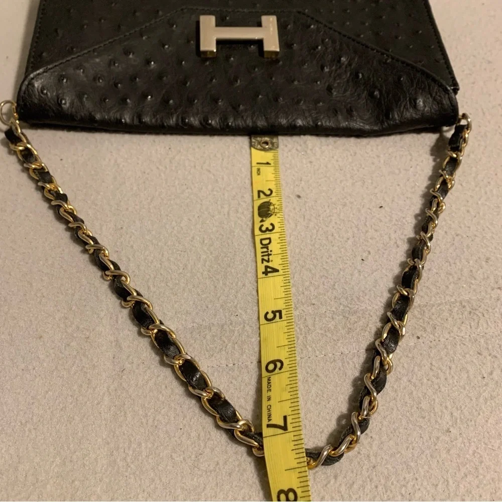 Courage B Black Genuine Leather Chain Strap Handbag Made In Italy